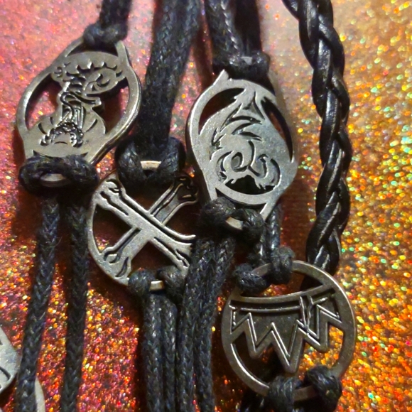 Two lovely black and silver multi-strand bracelets with charms - Picture 2 of 3